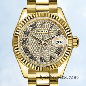 Rolex Datejust 28mm Ladies m279178-0031 President Bracelet/Jubilee Bracelet Diamond Paved Dial