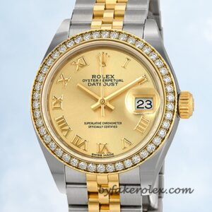 Rolex Datejust 28mm Ladies m279383rbr-0009 Silver-tone Champagne Dial
